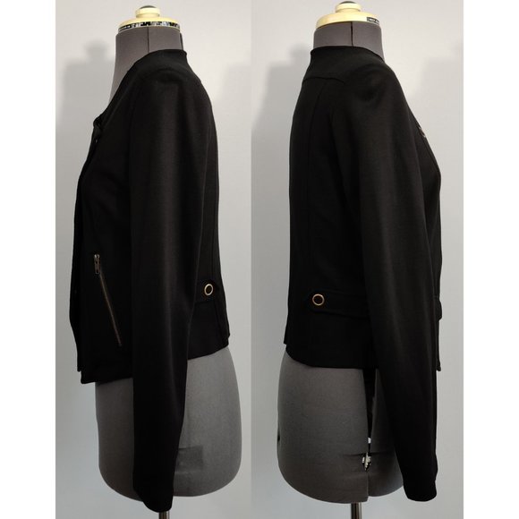 CABI Ponte Knit Moto Jacket Black Style 615 Small - Picture 6 of 14